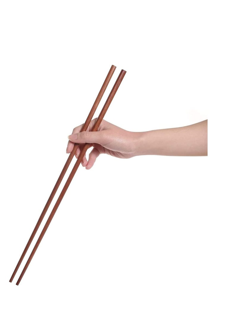 SYOSI Cooking Chopsticks Wooden Noodles Kitchen Chopsticks for Hot Pot Frying Cooking Noodle Extra Long Traditional Chinese Wooden Chopsticks Brown  - Image 1
