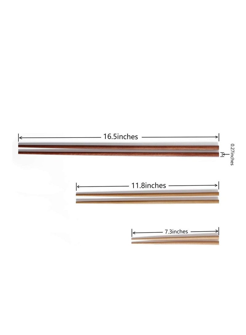 SYOSI Cooking Chopsticks Wooden Noodles Kitchen Chopsticks for Hot Pot Frying Cooking Noodle Extra Long Traditional Chinese Wooden Chopsticks Brown  - Image 2