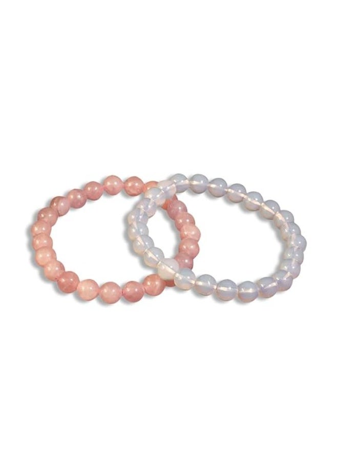 Studd Muffyn | Rose Quartz & Opalite Bracelet Combo | Love & Peace - Image 1