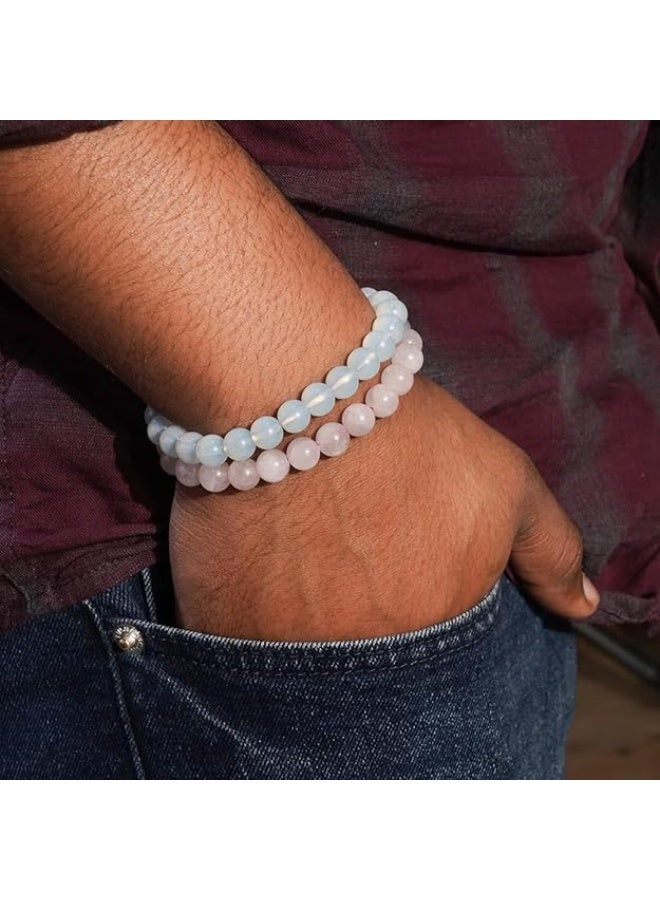 Studd Muffyn | Rose Quartz & Opalite Bracelet Combo | Love & Peace - Image 2