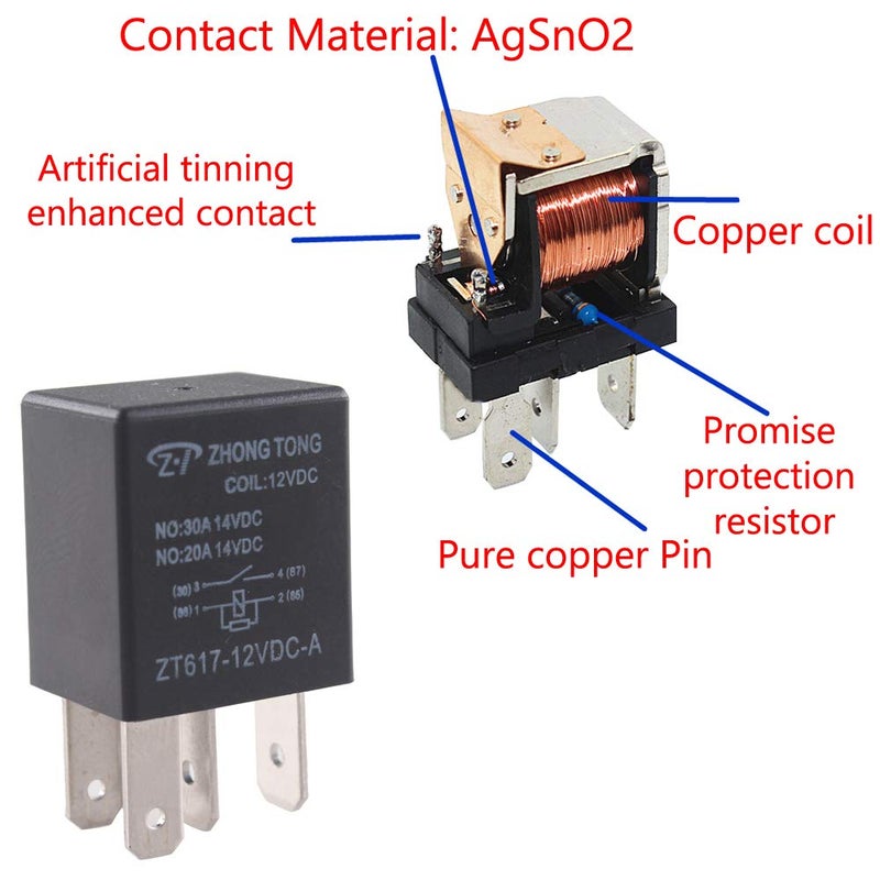 ESUPPORT 12V 30A Heavy Duty Relay Switch Pack of 5 - Image 4