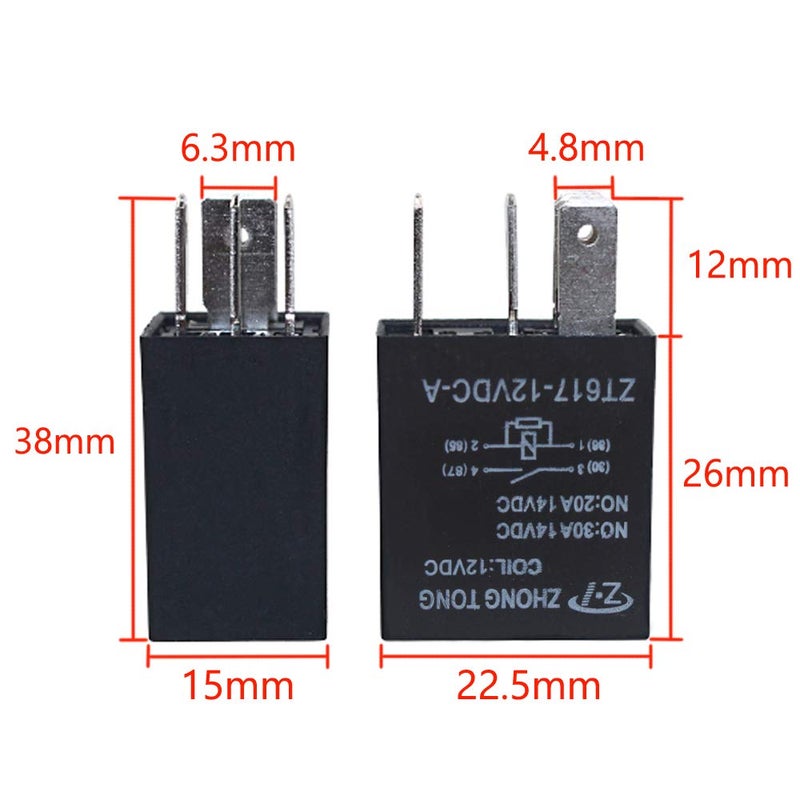 ESUPPORT 12V 30A Heavy Duty Relay Switch Pack of 5 - Image 2
