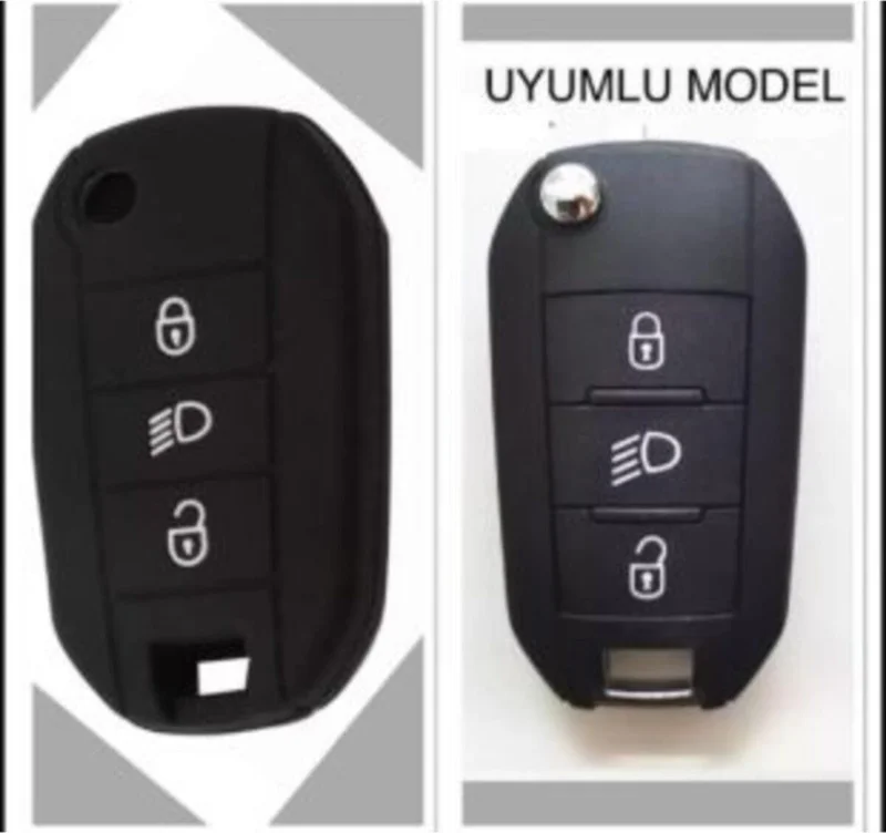 اي سي شوب Şenyıldız Aksesuar Citroen New C3 Aircross Silicone Key Protection Case Black Color Compatible Model Available in the Image