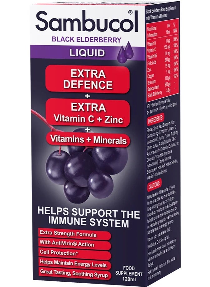 Sambucol Black Elderberry Syrup with a formula fortified with vitamins and minerals to support immunity