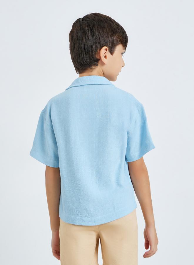 Styli Kids Light Blue Short Sleeve Collared Shirt - Image 4