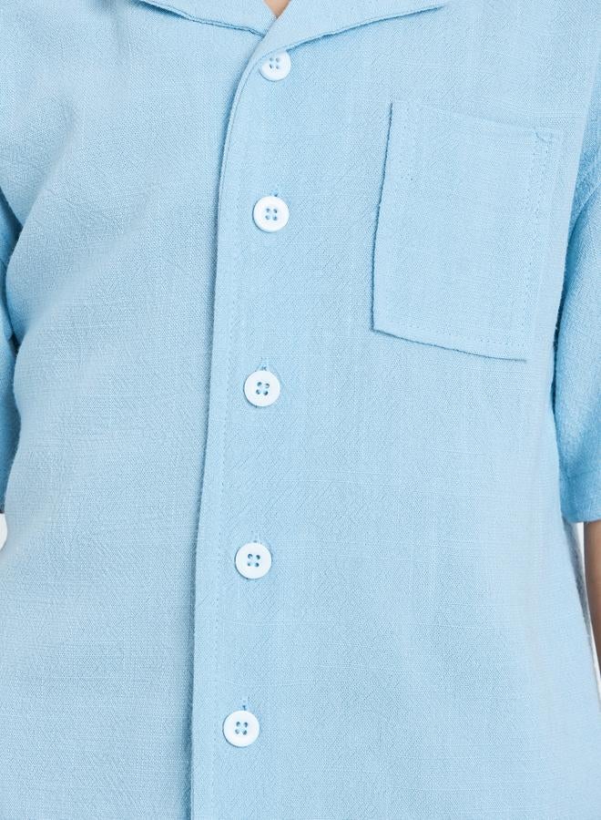 Styli Kids Light Blue Short Sleeve Collared Shirt - Image 3