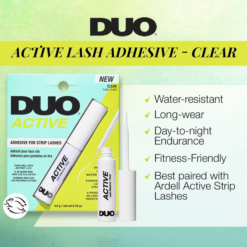 DUO Active Clear Lash Glue â€“ Brush-On Lash Adhesive for Strip Lashes, Quick-Dry, Waterproof Eyelash Glue, 0.16 oz (4.6g) - Image 2