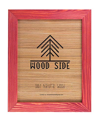 Woodside Rustic Wooden Picture Frame 11x14 Inch- 100% Natural Solid Eco Distressed Wood for Wall Mounting Photo Frame - Red - Image 1