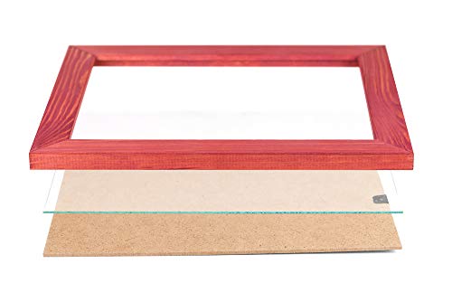 Woodside Rustic Wooden Picture Frame 11x14 Inch- 100% Natural Solid Eco Distressed Wood for Wall Mounting Photo Frame - Red - Image 3