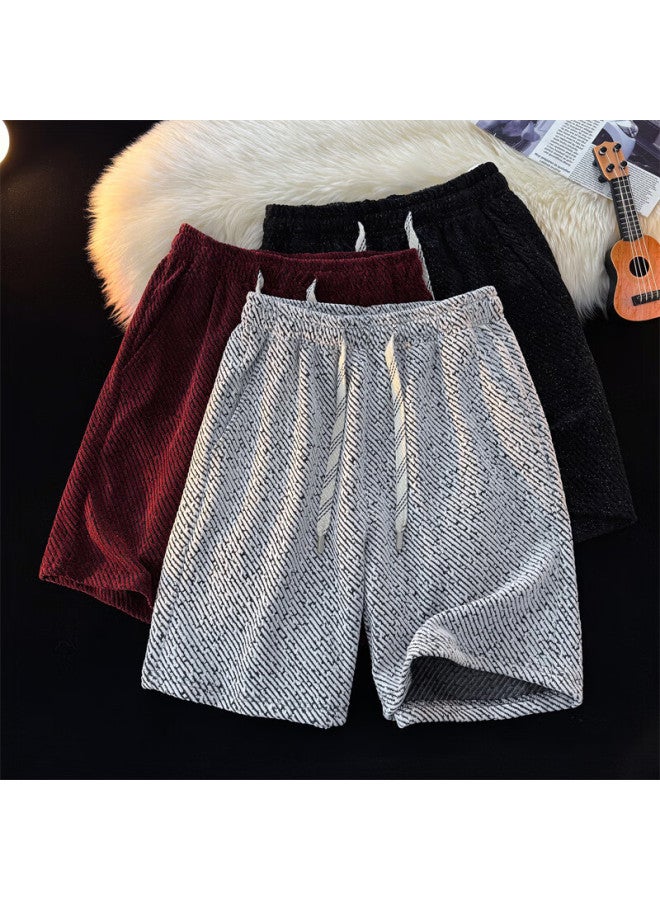 Poum Men's American Style Brand Shorts Summer Casual Ice Silk Sports Beach Shorts 6678 Light Grey 4XL - Image 3