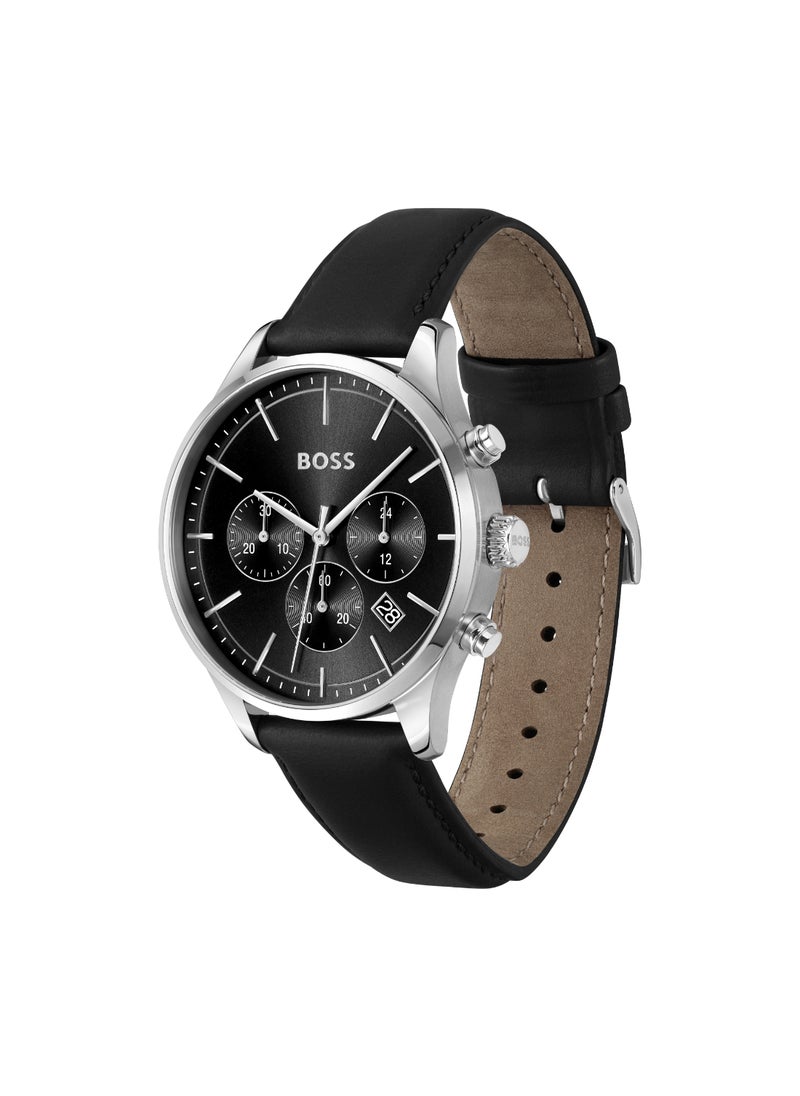 HUGO BOSS - HUGO BOSS WATCH ROUND CHRONOGRAPH MEN'S BLACK CASE WATCH - 1514211 - Image 1