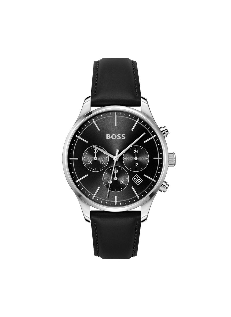 HUGO BOSS - HUGO BOSS WATCH ROUND CHRONOGRAPH MEN'S BLACK CASE WATCH - 1514211 - Image 1