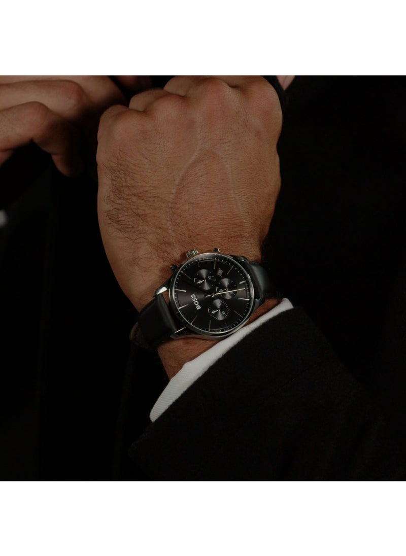 HUGO BOSS - HUGO BOSS WATCH ROUND CHRONOGRAPH MEN'S BLACK CASE WATCH - 1514211 - Image 1