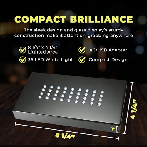 ASENTE 36 White-Light LED Lighted Base for Glass Art - Crystal Display, Lighted Acrylic Base, Glass Vase for Centerpiece Stand, Matte Black - Image 2