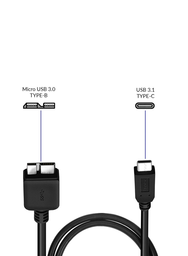 فوجيشكا كابل تحويل USB Type-C إلى Micro USB 3.0 Type-B بطول 50 سم – أسود - Image 4