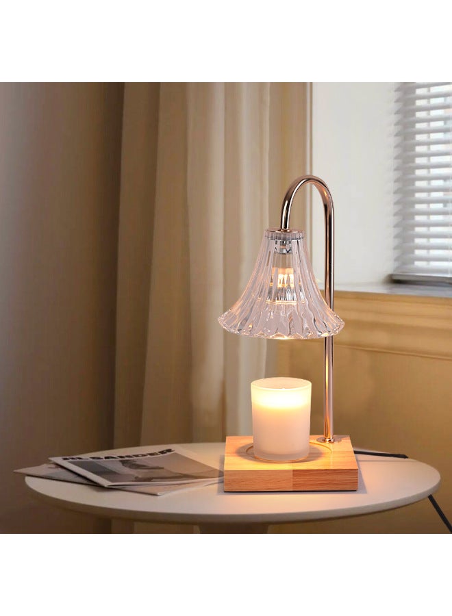 Adjustable Height Aromatherapy Lamp Melting Candle Lamp Timer Dimming Table Home Atmosphere-Specifications:Continental Edition-220V-Size:Walnut Base + Eight-petal Lotus + Timer Dimmer Switch  - Image 3