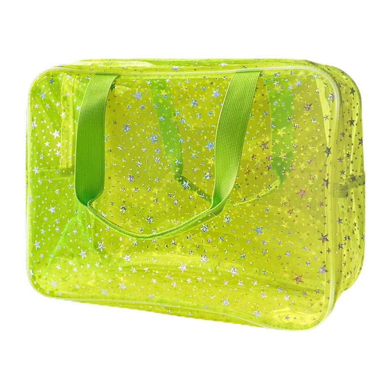 TotePrint Yellow Star Large Cosmetic Bag and Travel Pouch with Handle,Durable Material,Zipper Design-Ideal for Makeup,Travel Essentials - Image 1