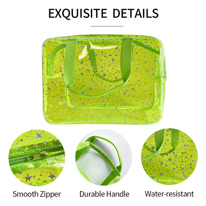 TotePrint Yellow Star Large Cosmetic Bag and Travel Pouch with Handle,Durable Material,Zipper Design-Ideal for Makeup,Travel Essentials - Image 2