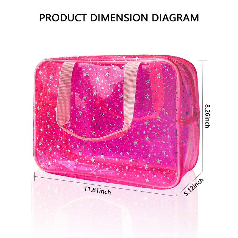 TotePrint Yellow Star Large Cosmetic Bag and Travel Pouch with Handle,Durable Material,Zipper Design-Ideal for Makeup,Travel Essentials - Image 3
