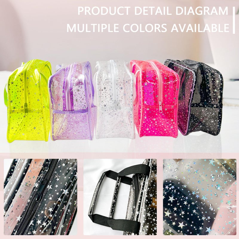 TotePrint Yellow Star Large Cosmetic Bag and Travel Pouch with Handle,Durable Material,Zipper Design-Ideal for Makeup,Travel Essentials - Image 5