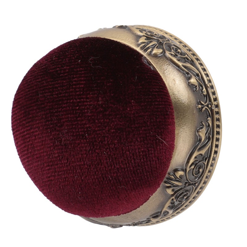 Green Bronze Base Red Type Soft Elastic Vintage Pin Cushion - Stable Metal Base Reduce Needle Injuries Half Ball Pin Cushion for Sewing Enthusiasts - Image 3