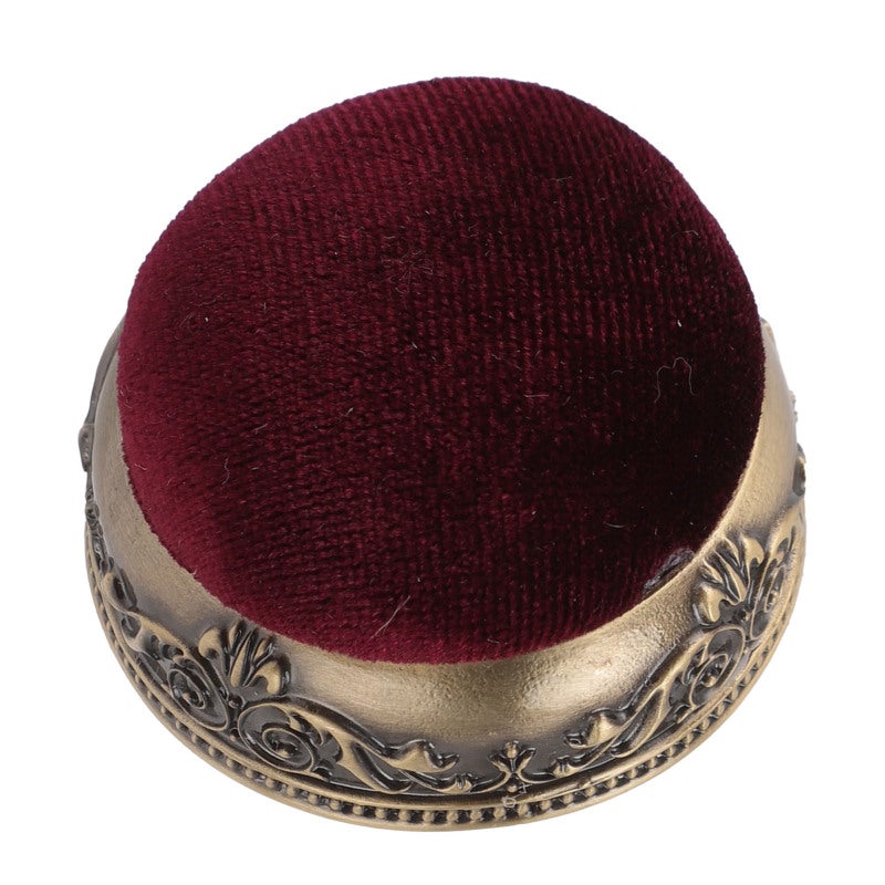 Green Bronze Base Red Type Soft Elastic Vintage Pin Cushion - Stable Metal Base Reduce Needle Injuries Half Ball Pin Cushion for Sewing Enthusiasts - Image 2