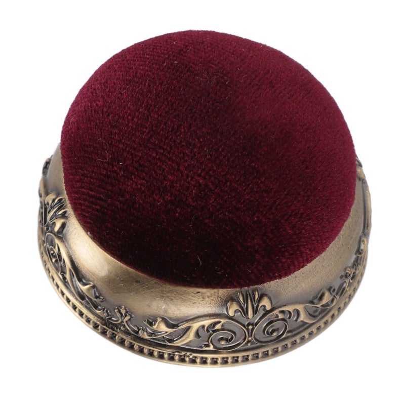 Green Bronze Base Red Type Soft Elastic Vintage Pin Cushion - Stable Metal Base Reduce Needle Injuries Half Ball Pin Cushion for Sewing Enthusiasts - Image 5
