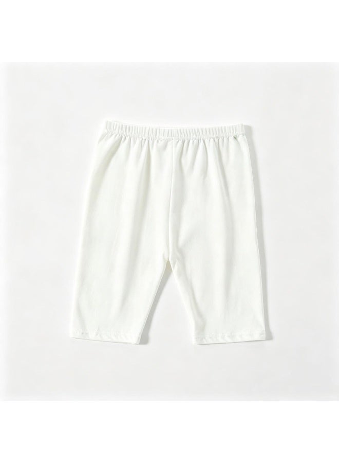 Lion Llama Girls' White Capri Leggings | Soft Stretch Cotton Cropped Leggings