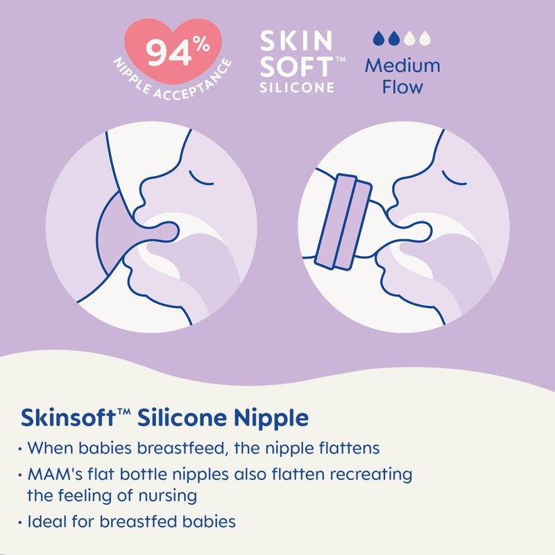 MAM Easy Start Matte Anti-Colic Baby Bottles, 9 oz (2 Count), Medium Flow Nipples, Unisex Baby,2 Count (Pack of 1) - Image 5