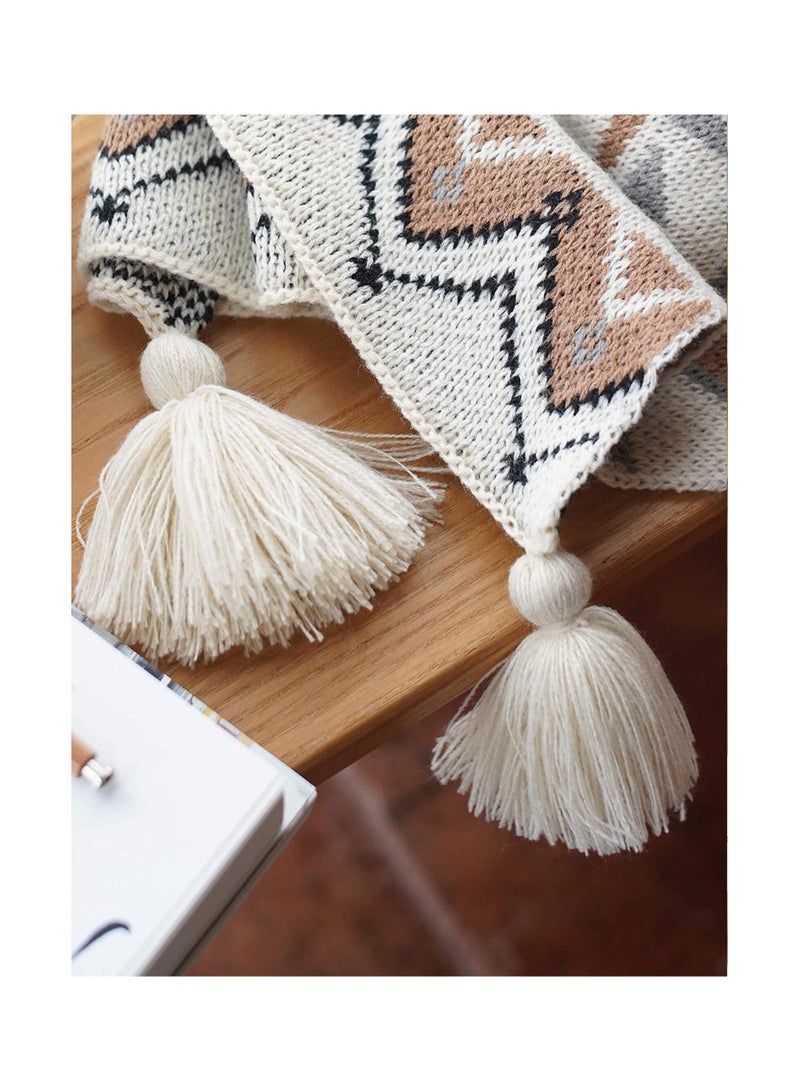 Throw Blanket, Soft Cozy Lightweight Boho Knitted Tassel Vintage Soft Chair Throw Blankets Bohemian Couch Decorative Throw Blankets for Bed Sofa Couch - All Seasons (50x60 Inch) - Image 5