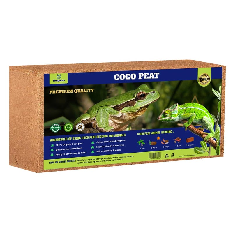 Nelgates Coco peat for Animal Bedding | Reptiles Small Animals Tortoise Python Frog Snake Chicken Rabbit Birds | pet Products pet Supply Indoor & Outdoor 650g - Image 1