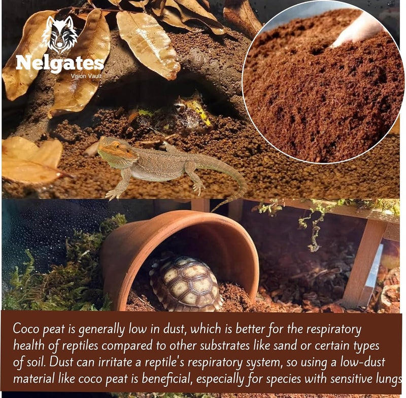 Nelgates Coco peat for Animal Bedding | Reptiles Small Animals Tortoise Python Frog Snake Chicken Rabbit Birds | pet Products pet Supply Indoor & Outdoor 650g - Image 2