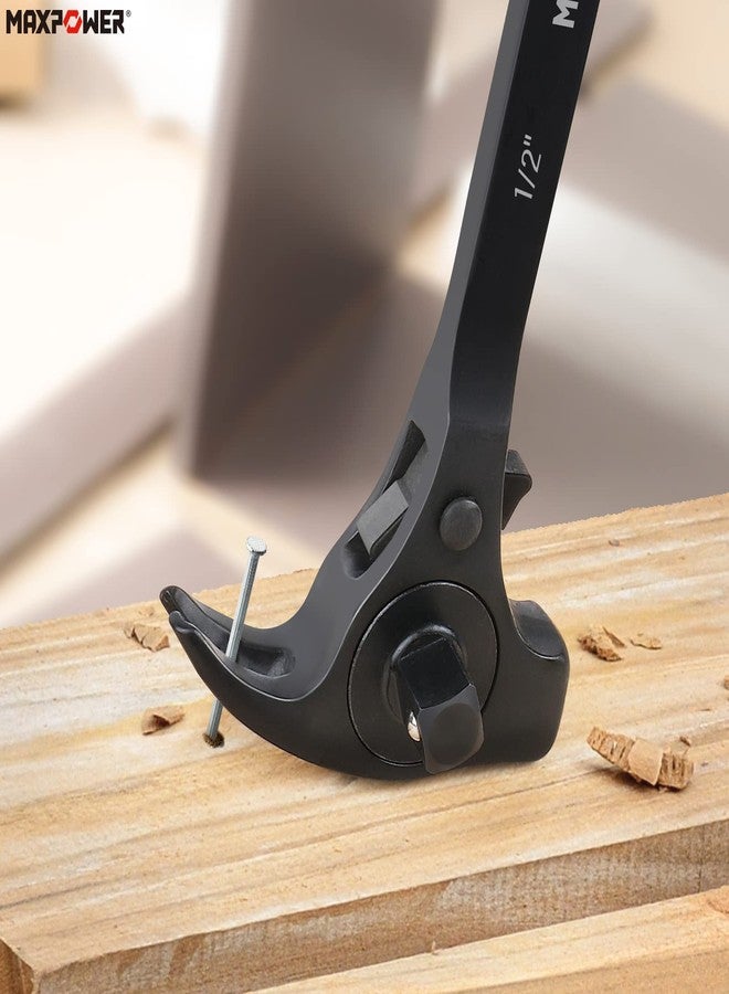 مفتاح ربط MAXPOWER للسقالات بقطر 1/2 بوصة و3/8 بوصة، ومفتاح ربط Podger مع مطرقة مخلبية، ومخل، ورافعة، وأداة سحب مسامير - Image 5