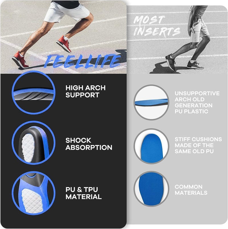 FEELLIFE Plantar Fasciitis Relief Shoe Insoles [1-Pair], Arch Support Insoles, Running Athletic Gel Shoe Inserts, Orthotic Inserts for Arch Pain[Trim to Fit: Men 6-10/Women 7-11] - Image 3