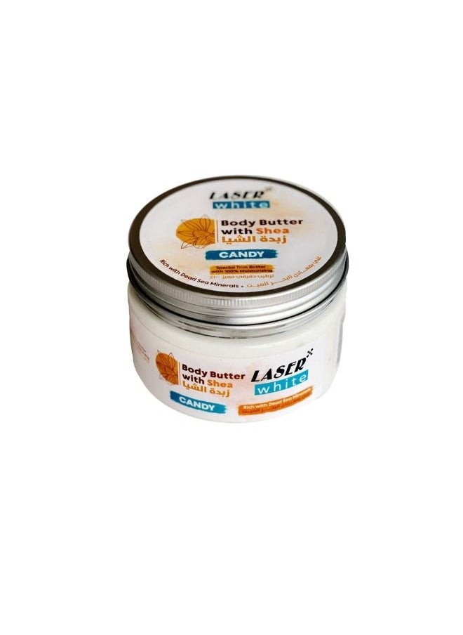 LASER WHITE - Shea Butter with Candy flavor enriched with Dead Sea salts 250Ml - Image 1