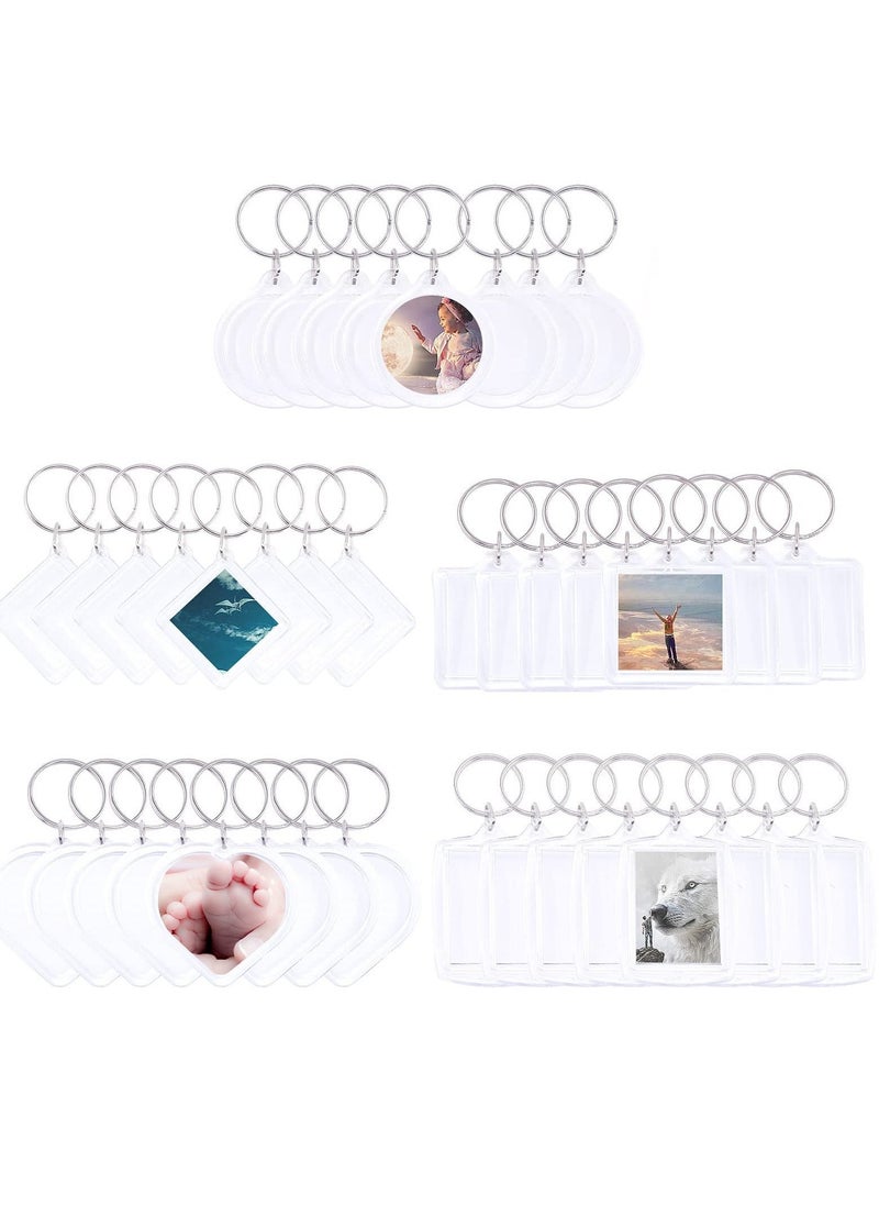 SYOSI - 40Pcs Pendant Picture Frame Keyrings, Make Your Own Keyring Kit, Keychain Central Photo Frame Pendant for Kids To Assemble And Attach To Key Rings And Bags - Image 1