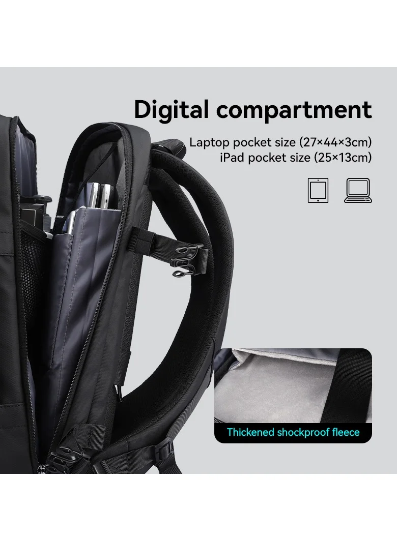 مارك رايدن مارك رايدن 9299YKK حقيبة ظهر ضغط فراغ مع جهاز Air Pumb، قماش أكسفورد مقاوم للماء، كمبيوتر محمول مقاس 15.6 بوصة، تخزين متعدد، فصل رطب / جاف