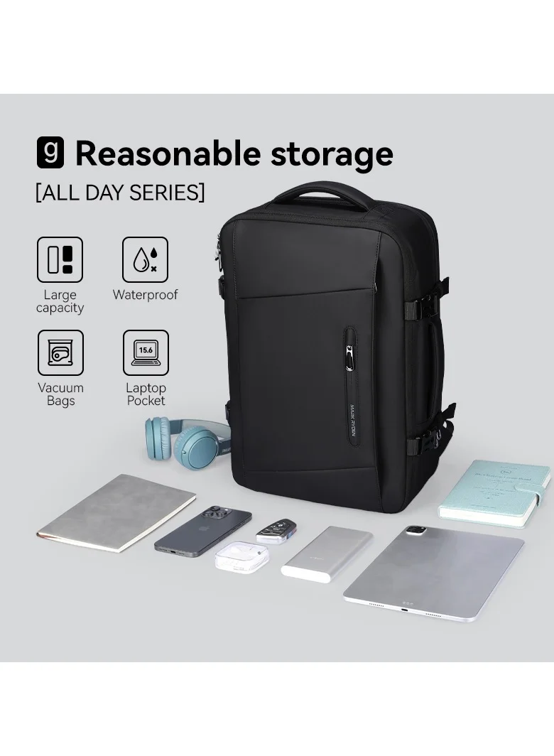 مارك رايدن مارك رايدن 9299YKK حقيبة ظهر ضغط فراغ مع جهاز Air Pumb، قماش أكسفورد مقاوم للماء، كمبيوتر محمول مقاس 15.6 بوصة، تخزين متعدد، فصل رطب / جاف