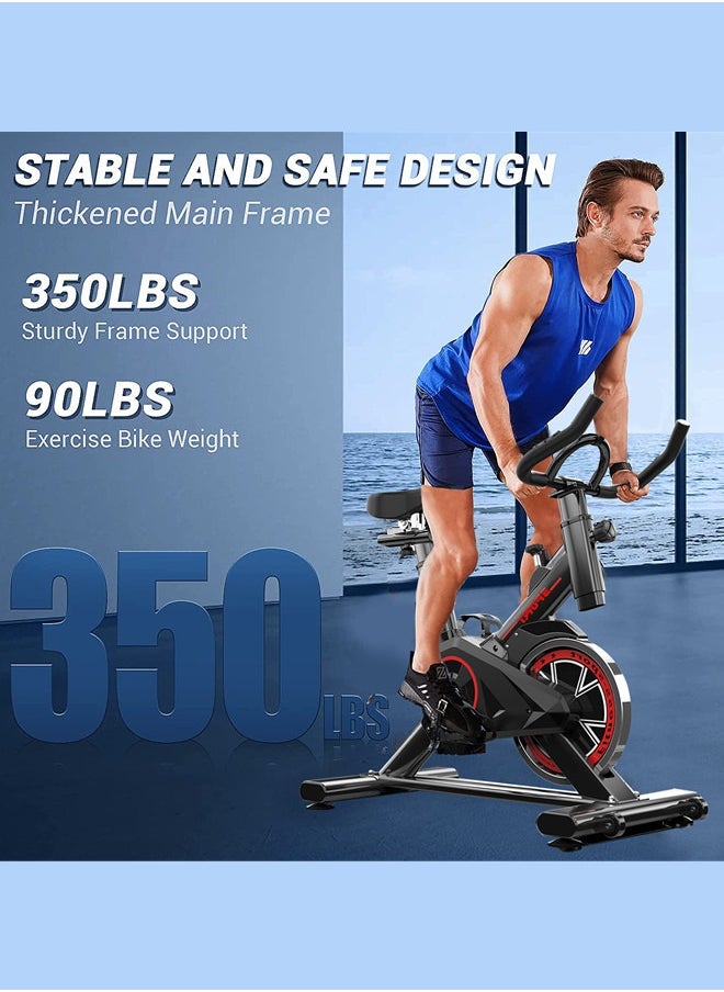 Sandinrayli Exercise Bike, Resistance Indoor Cycling Bike for Home, Belt Drive Indoor Exercise Bike Stationary ＆Comfortable Seat Cushion for Home, Cardio Workout Cycle Bike Training  - Image 2