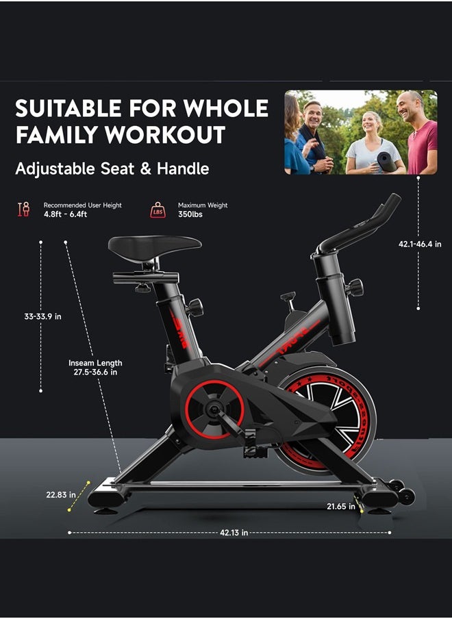 Sandinrayli Exercise Bike, Resistance Indoor Cycling Bike for Home, Belt Drive Indoor Exercise Bike Stationary ＆Comfortable Seat Cushion for Home, Cardio Workout Cycle Bike Training  - Image 4