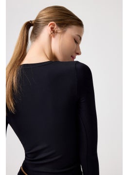 Los Ojos x Melodi Black Long Sleeve Short Blouse Long Fitted  - Image 2
