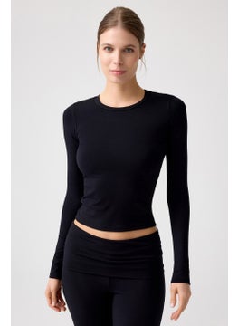 Los Ojos x Melodi Black Long Sleeve Short Blouse Long Fitted  - Image 1