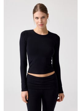 Los Ojos x Melodi Black Long Sleeve Short Blouse Long Fitted  - Image 5