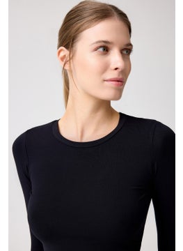 Los Ojos x Melodi Black Long Sleeve Short Blouse Long Fitted  - Image 3