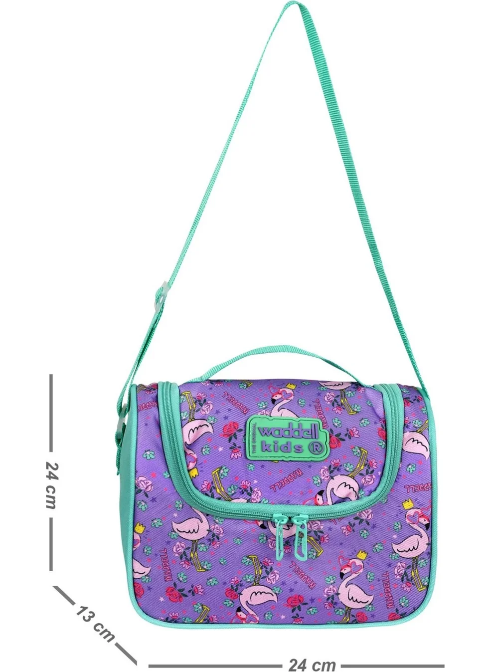 Waddell Licensed Aqua Green-Lilac Flamingo Patterned Thermal Lunch Bag