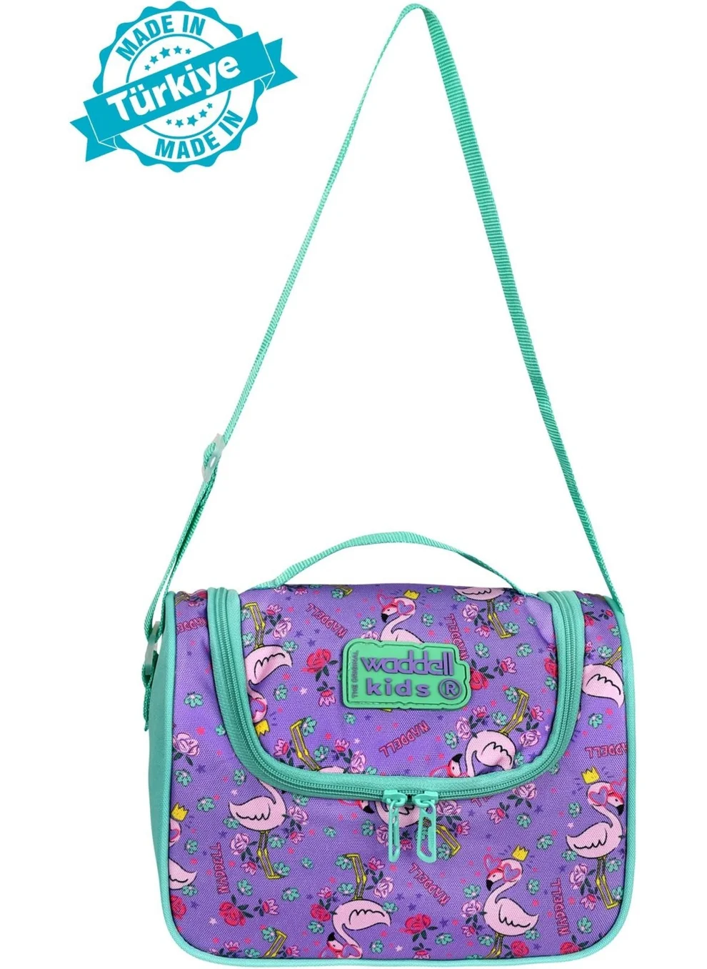 Waddell Licensed Aqua Green-Lilac Flamingo Patterned Thermal Lunch Bag