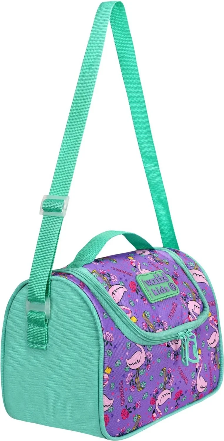 واديل Licensed Aqua Green-Lilac Flamingo Patterned Thermal Lunch Bag