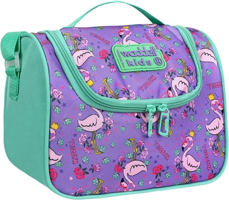 واديل Licensed Aqua Green-Lilac Flamingo Patterned Thermal Lunch Bag