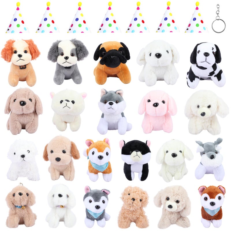 Zealor 44PCS Adopt A Puppy Party Favors 22 Mini Plush Dogs with 22 Pompom Birthday Hats Pet Stuffed Animals Bulk for Operation Christmas Shoebox Gift Adopt a Pet Theme Birthday Party Supplies - Image 3