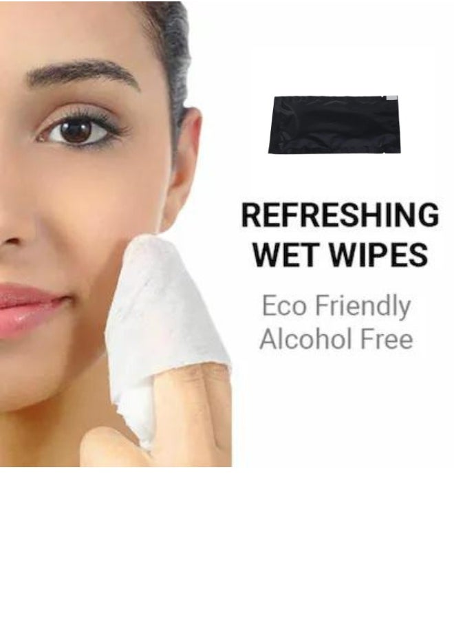Halapack - [100 PCS] Halapack Black Plain Pouch Refreshing Wet Wipes with Fluorescent Fragrance – Ideal for Hand Cleaning After Food - Image 1